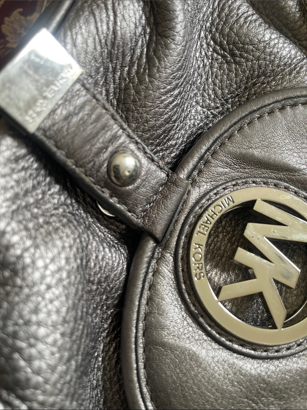 Michael Kors Pewter Metallic Pebble Leather Hobo Bag - Picture 13 of 13